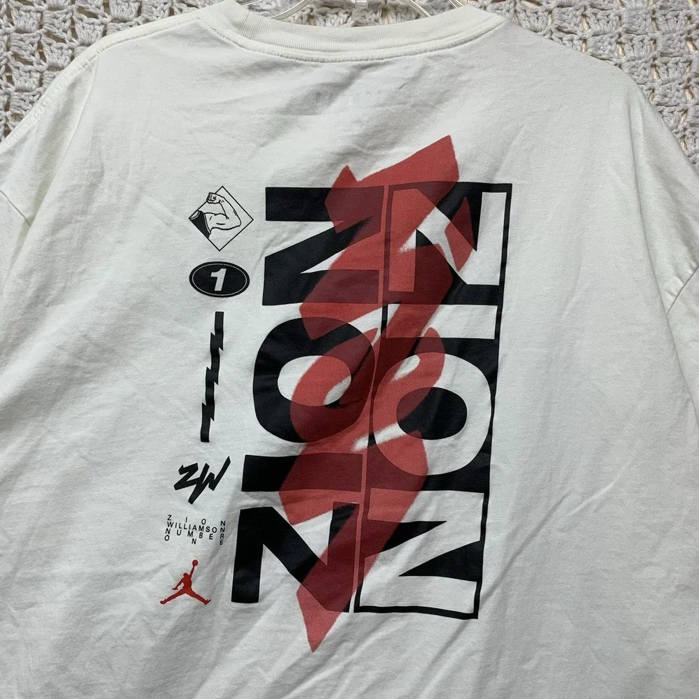 AIR Jordan Zion T-Shirt Men's Sz 3XL White‎ Williamson Number One Graphic
